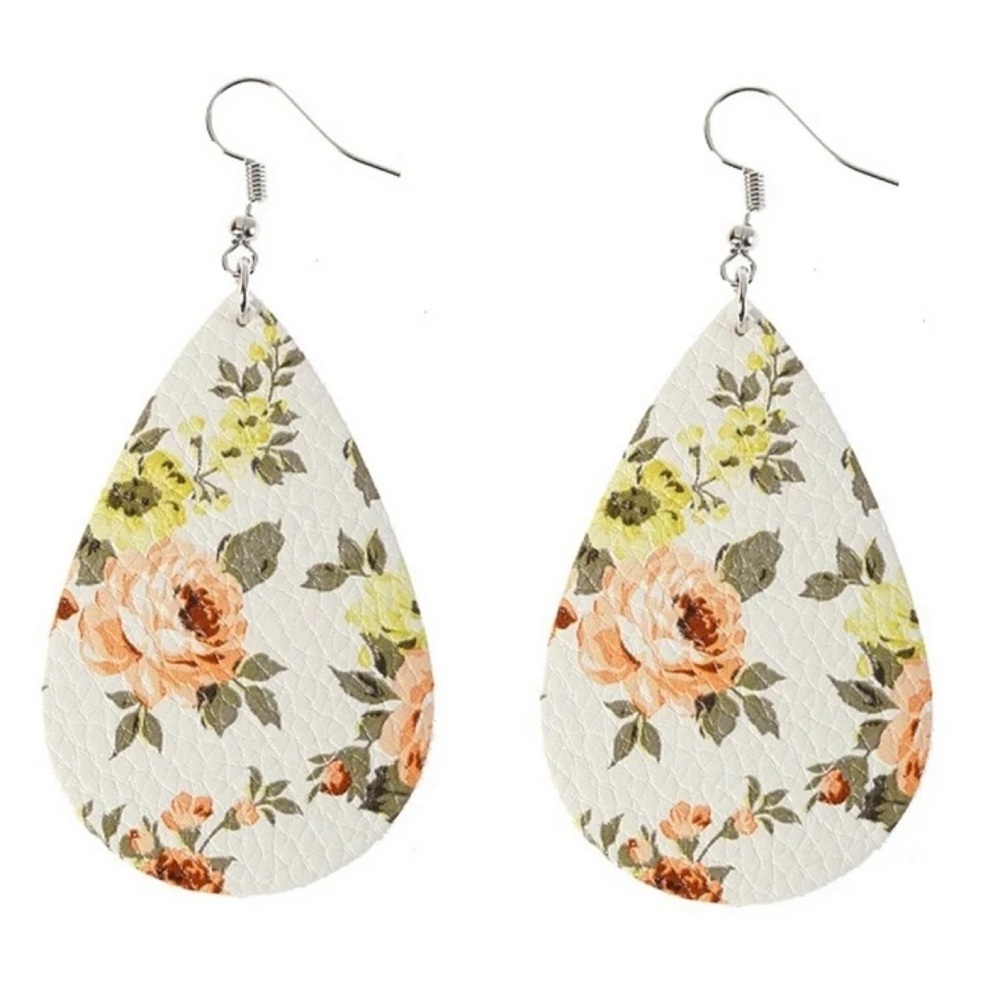 Faux leather teardrop earrings